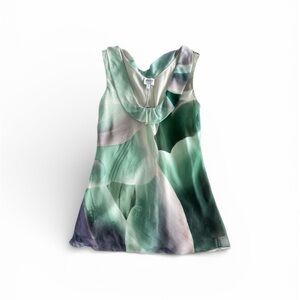 Armani Collezioni Green Abstract Silk Blouse